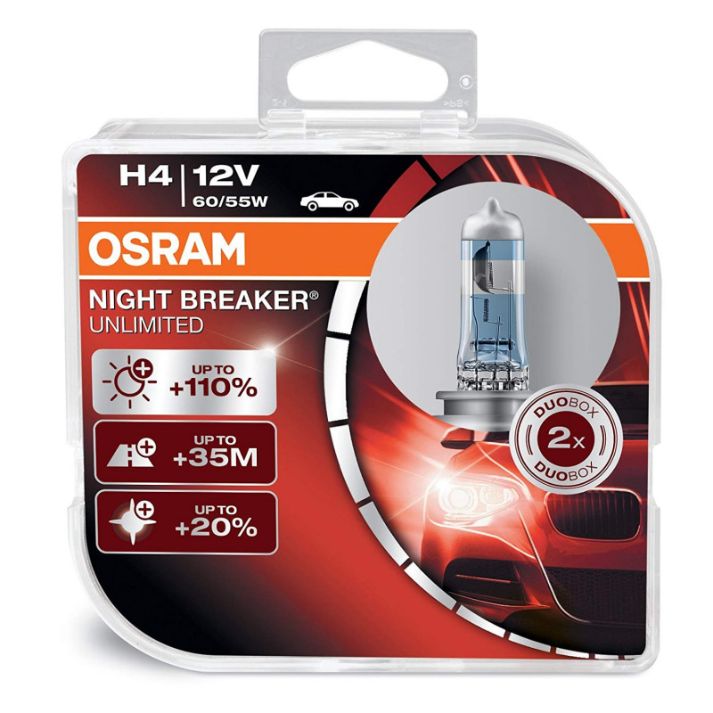 64193NBU-HCB automóvil de 12 V lámpara para faros halógena estuche doble 2 unidades OSRAM NIGHT BREAKER UNLIMITED H4